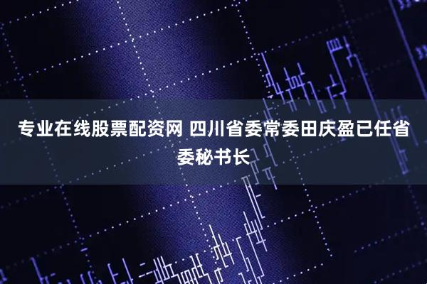 专业在线股票配资网 四川省委常委田庆盈已任省委秘书长